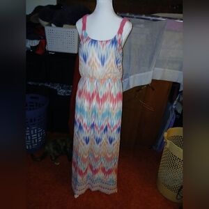 Maurices Medium M MultiColored Patterned Sleeveless Cross-Back Summer Maxi Dress